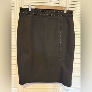 Banana Republic Black Eyelet-Trim Pencil Skirt